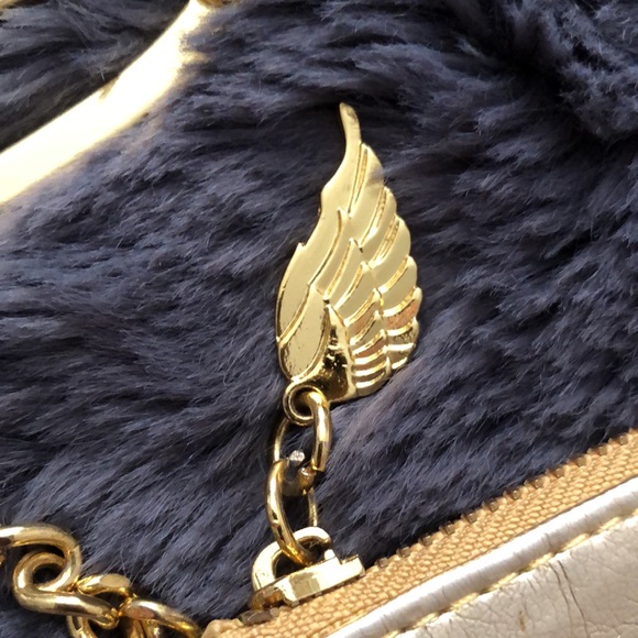 Victoria’s Secret Angel Wings Gold Heart Keychain Metallic Zipper Zip Top Pouch - Picture 3 of 9